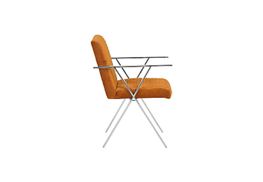 Picture of ALLURE DINING CHAIR QUILTED ORANGE, STAINLESS STEEL FRAME
