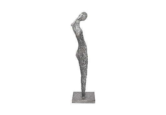 Picture of ABSTRACT FEMALE SCULPTURE ON STAND BLACK/SILVER, ALUMINUM