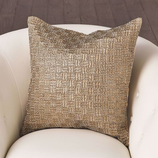 Picture of BEADED BASKETWEAVE PILLOW-ANTIQUE GOLD