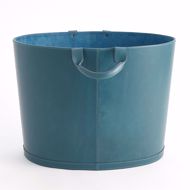 Picture of OVERSIZED OVAL LEATHER BASKET-AZURE