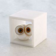 Picture of ALABASTER BIG EYED OWL IN CUBE