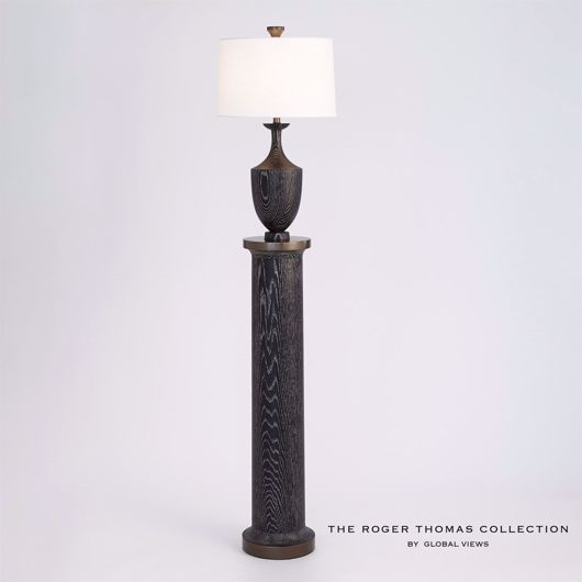 Picture of COLUMN FLOOR LAMP-BLACK CERUSED OAK