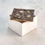 Picture of CRATER TOP BOX-BRONZE-WHITE MARBLE-RECTANGULAR