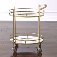 Picture of OVAL POLISHED BRASS 2 TIER BAR CART AND TROLLEY WITH GALLERY
