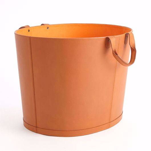 Picture of OVERSIZED OVAL LEATHER BASKET-ORANGE
