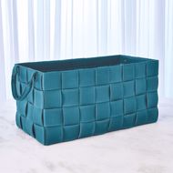 Picture of SOFT WOVEN LEATHER BASKETS-AZURE