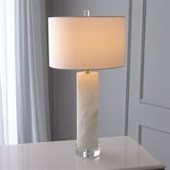 Picture of ALABASTER CYLINDER TABLE LAMP-BRASS