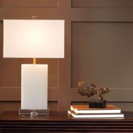 Picture of ALABASTER RECTANGULAR TABLE LAMP-BRASS