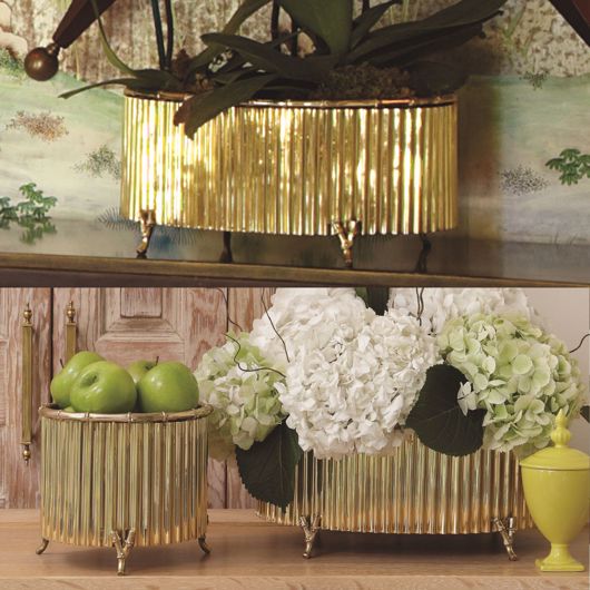 Picture of CORRUGATED BAMBOO CACHEPOT-BRASS