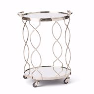 Picture of ROUND SERVING CART AND TROLLEY WITH TRAY-POLISHED NICKEL