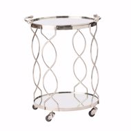 Picture of ROUND SERVING CART AND TROLLEY WITH TRAY-POLISHED NICKEL