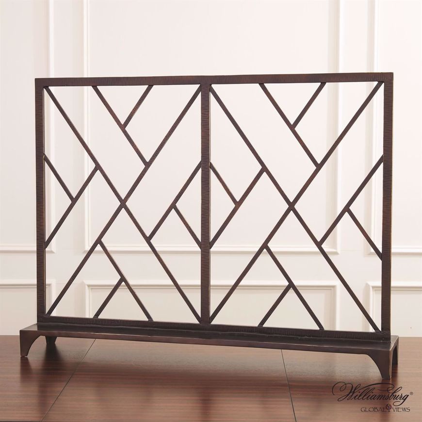 Picture of CHINOISE FRET FIREPLACE SCREEN-BRONZE