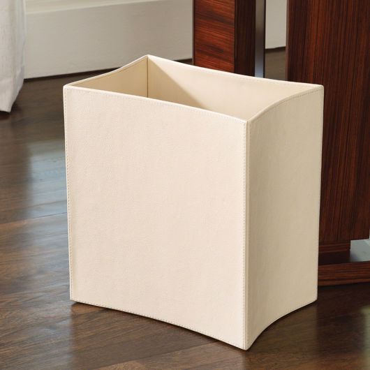 Picture of FOLDED LEATHER WASTE BASKET-IVORY